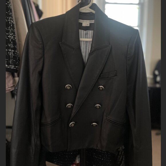 Veronica Beard- Black Lamb Leather Blazer - Picture 1 of 3